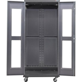 Global Industrial Clear-View Configurable Mobile Full Pegboard Cabinet 36"W x 24"D x 85"H Gray 