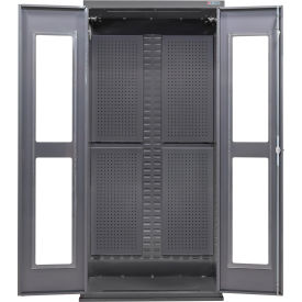 Global Industrial Clear-View Configurable Full Pegboard Cabinet 36"W x 24"D x 78"H Gray 