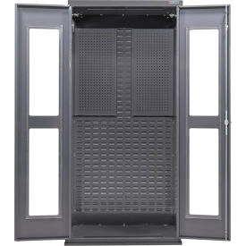Global Industrial Clear-View Configurable Pegboard Cabinet 36"W x 24"D x 78"H Gray 