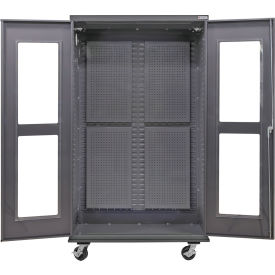 Global Industrial Clear-View Configurable Mobile Full Pegboard Cabinet 48"W x 24"D x 85"H Gray 