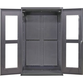 Global Industrial Clear-View Configurable Full Pegboard Cabinet 48"W x 24"D x 78"H Gray 