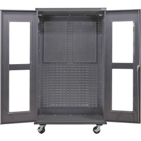 Global Industrial Clear-View Configurable Mobile Pegboard Cabinet 48"W x 24"D x 85"H Gray 