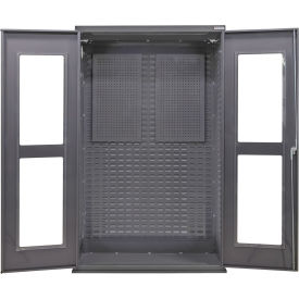 Global Industrial Clear-View Configurable Pegboard Cabinet 48"W x 24"D x 78"H Gray 