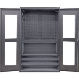 Global Industrial Clear-View Configurable Pegboard Cabinet 48"W x 24"D x 78"H Gray 4 Shelf 
