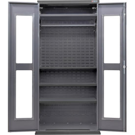 Global Industrial Clear-View Configurable Wardrobe Cabinet 36"W x 24"D x 78"H Gray 4 Shelf 
