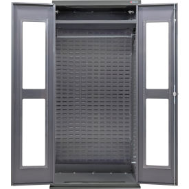 Global Industrial Clear-View Configurable Wardrobe Cabinet 36"W x 24"D x 78"H Gray 2 Shelf 