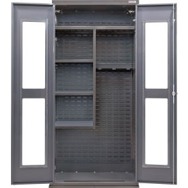 Global Industrial Clear-View Configurable Janitorial Cabinet 36"W x 24"D x 78"H Gray 4 Shelf 