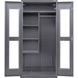 Global Industrial Clear-View Configurable Combination Cabinet Powered 36Wx24Dx78HGray4 Shelf 