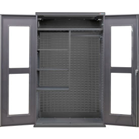 Global Industrial Clear-View Configurable Combination Cabinet 48"W x 24"D x 78"H Gray 4 Shelf 