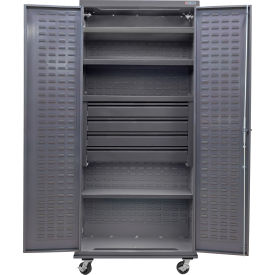 Global Industrial E-Lock Configurable Mobile Drawer Cabinet36x24x85Gray4 Shelf4 Drawers 