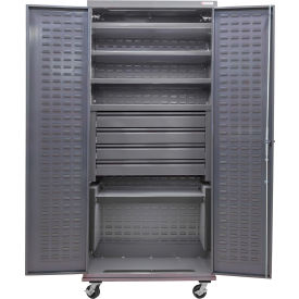 Global Industrial E-Lock Configurable Mobile Drawer Cabinet36x24x85Gray5 Shelf4 Drawers 