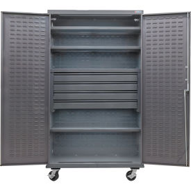 Global Industrial E-Lock Configurable Mobile Drawer Cabinet48x24x85Gray4 Shelf4 Drawers 