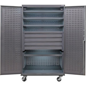 Global Industrial E-Lock Configurable Mobile Drawer Cabinet48x24x85Gray5 Shelf4 Drawers 
