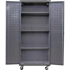 Global Industrial E-Lock Configurable Mobile Shelf Cabinet 36"W x 24"D x 85"H Gray 3 Shelf 