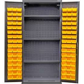 Global Industrial E-Lock Configurable Bin & Shelf Cabinet36x24x78Gray3 Shelf96 Yellow Bins 