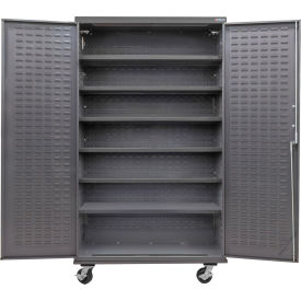 Global Industrial E-Lock Configurable Mobile Shelf Cabinet 48"W x 24"D x 85"H Gray 6 Shelf 