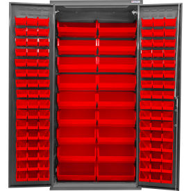 Global Industrial E-Locking Configurable Cabinet Powered 36"W x 24"D x 78"H 114 Red Bins 