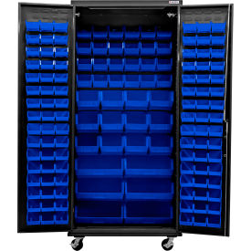 Global Industrial E-Lock Configurable Mobile Charging Cabinet 36Wx24Dx85H Black 138 BL Bins 