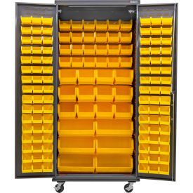 Global Industrial E-Locking Configurable Mobile Cabinet Powered 36"W x 24"D x 85"H 138 YLW Bins 