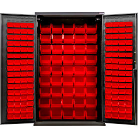 Global Industrial E-Locking Configurable Charging Cabinet 48"W x 24"D x 78"H Black 168 Red Bins 