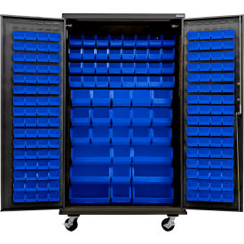 Global Industrial E-Lock Configurable Mobile Charging Cabinet 48Wx24Dx85H Black 210 BL Bins 