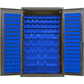 Global Industrial E-Locking Configurable Cabinet Powered 48"W x 24"D x 78"H 210 Blue Bins 