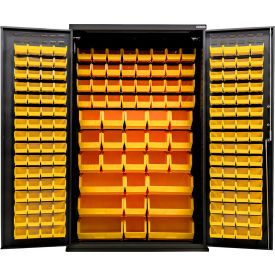 Global Industrial E-Locking Configurable Charging Cabinet 48"x24"Dx78"H Black 210 Yellow Bins 