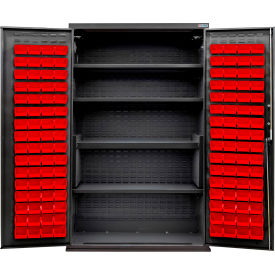 Global Industrial E-Lock Configurable Charging Cabinet 48Wx24Dx78H Black 4 Shelf 120 RD Bins 