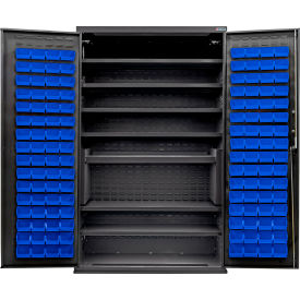 Global Industrial E-Lock Configurable Charging Cabinet 48Wx24Dx78H Black 7 Shelf 120 BL Bins 