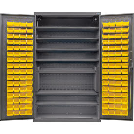 Global Industrial E-Locking Configurable Cabinet Powered 48"Wx24"Dx78"H 7 Shelves 120 YLW Bins 