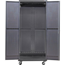 Global Industrial E-Lock Configurable Mobile Full Pegboard Cabinet 36"W x 24"D x 85"H Gray 