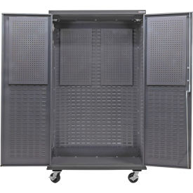 Global Industrial E-Lock Configurable Mobile Pegboard Cabinet 48"W x 24"D x 85"H Gray 
