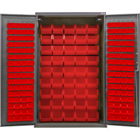 E-Locking Configurable Pegboard Cabinet, 48"W x 24"D x 78"H, 48 Red Bins view 2