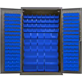 E-Locking Configurable Pegboard Cabinet, 48"W x 24"D x 78"H, 66 Blue Bins view 2