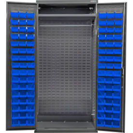 Global Industrial E-Lock Configurable Wardrobe Cabinet36"Wx24"Dx78"H Gray 96 Blue Bins 
