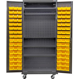 Global Industrial E-Lock Configurable Wardrobe Cabinet 36"36x24x85Gray4 Shelf96 Yellow Bins 