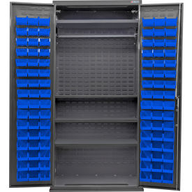 Global Industrial E-Lock Configurable Wardrobe Cabinet36Wx24Dx78HGray4 Shelf96 Blue Bins 
