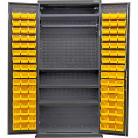 Global Industrial E-Lock Configurable Wardrobe Cabinet36Wx24Dx78HGray4 Shelf96 Yellow Bins 
