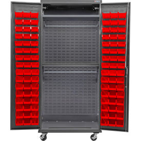 Global Industrial E-Lock Configurable Wardrobe Cabinet 36"36x24x85Gray2 Shelf96 Red Bins 