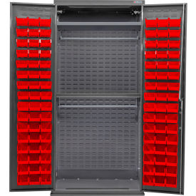 Global Industrial E-Lock Configurable Wardrobe Cabinet36"Wx24"Dx78"HGray2 Shelf96 Red Bins 