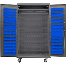 Global Industrial E-Lock Configurable Wardrobe Cabinet 48"W48W x 24D x 85HGray120 Blue Bins 