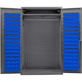 Global Industrial E-Lock Configurable Wardrobe Cabinet 48"Wx24"Dx78"H Gray 120 Blue Bins 