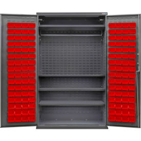Global Industrial E-Lock Configurable Wardrobe Cabinet48Wx24Dx78HGray4 Shelf120 Red Bins 