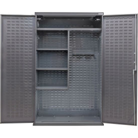 Global Industrial E-Lock Configurable Janitorial Cabinet 48"W x 24"D x 78"H Gray 4 Shelf 