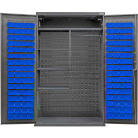 Global Industrial E-Lock Configurable Combination Cabinet48Wx24Dx78HGray4 Shelf120 Blu Bins 