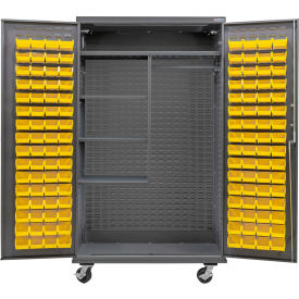 Global Industrial E-Lock Configurable Mobile Combo Cabinet Powered 48x24x85Gray120 Yellow Bins 