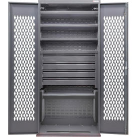 Global Industrial Configurable Ventilated Drawer Cabinet 36Wx24Dx78H Gray 5 Shelf 4 Drawers 