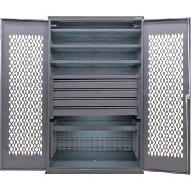 Global Industrial Configurable Ventilated Drawer Cabinet 48Wx24Dx78H Gray 5 Shelf 4 Drawers 