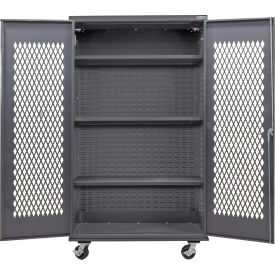 Global Industrial Configurable Ventilated Mobile Shelf Cabinet 48"W x 24"D x 85"H Gray 3 Shelf 