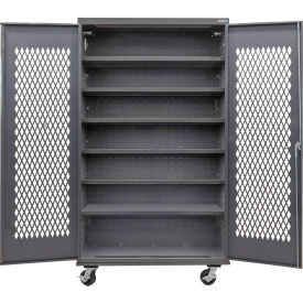 Global Industrial Configurable Ventilated Mobile Shelf Cabinet 48"W x 24"D x 85"H Gray 6 Shelf 
